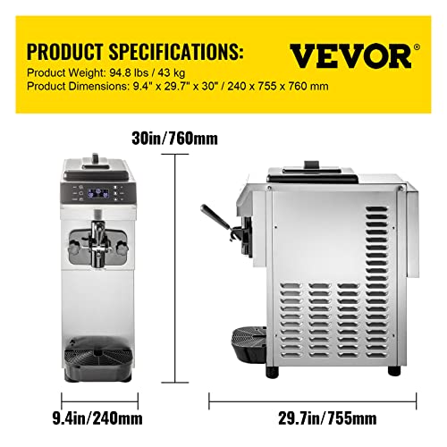 Soft Serve Ice Cream Machine, 3.4 Gal/H, Single Flavor, 1200W M641