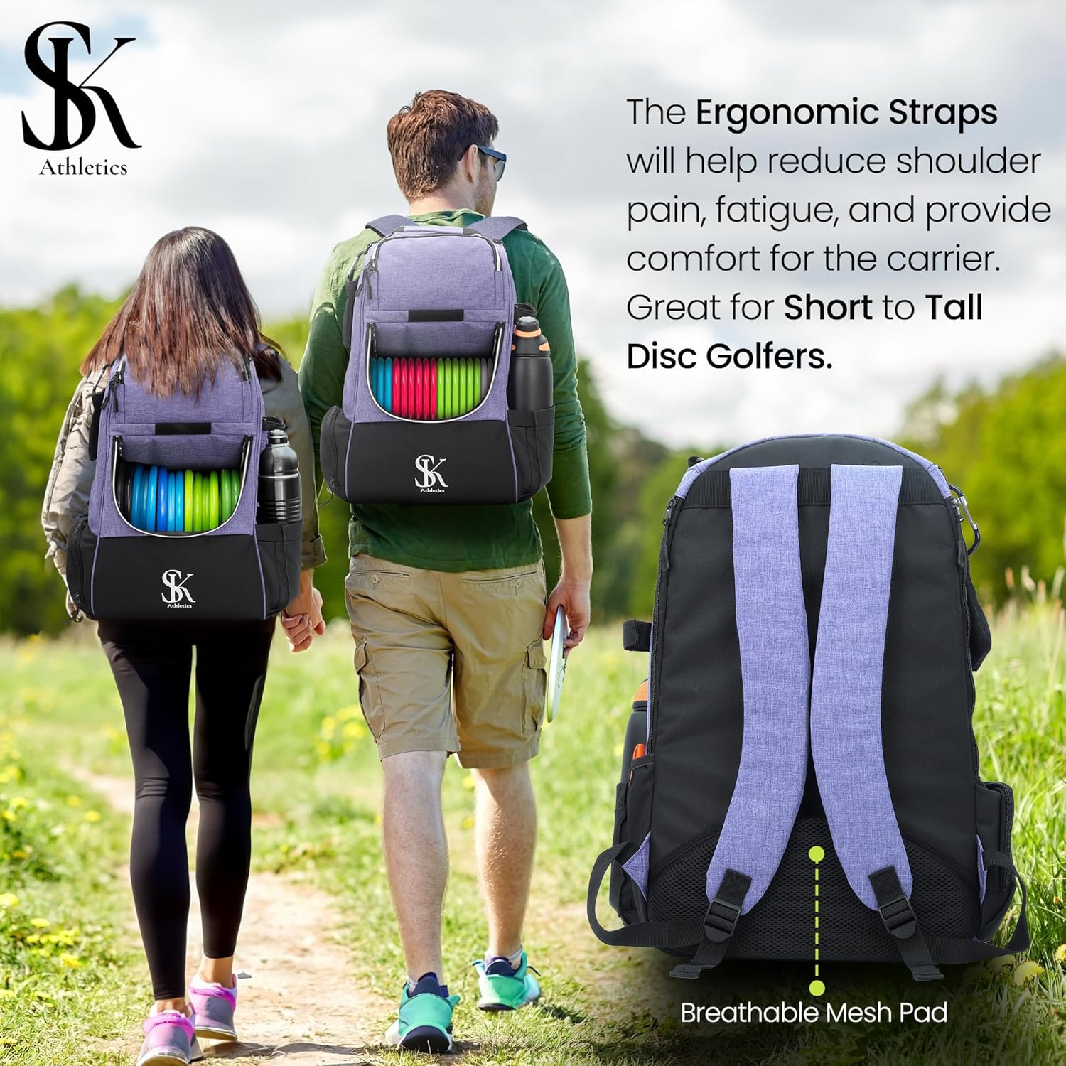 Disc Golf Backpack with Stand-Up Design and Pockets Q85690