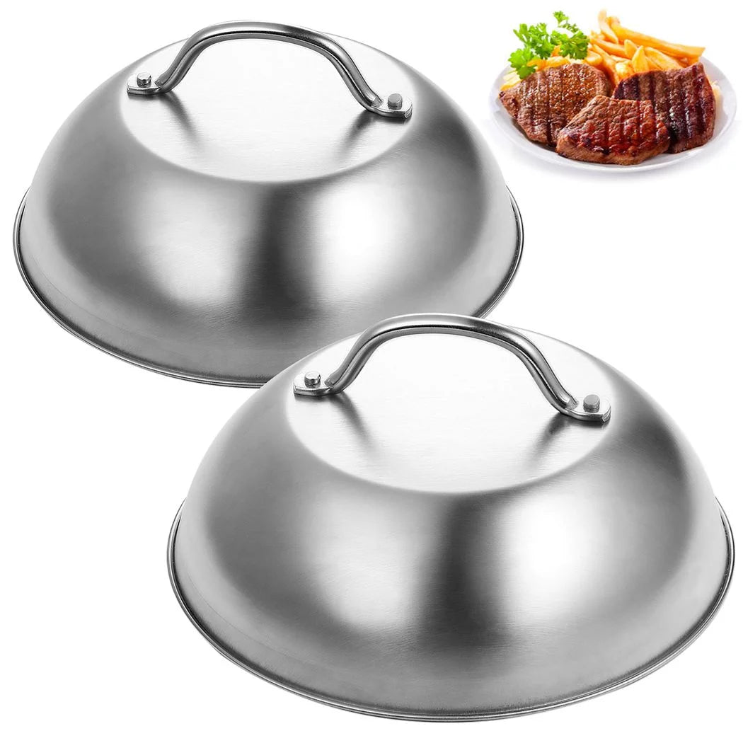 2PCS Stainless Steel Round Basting Cover with Handle F104