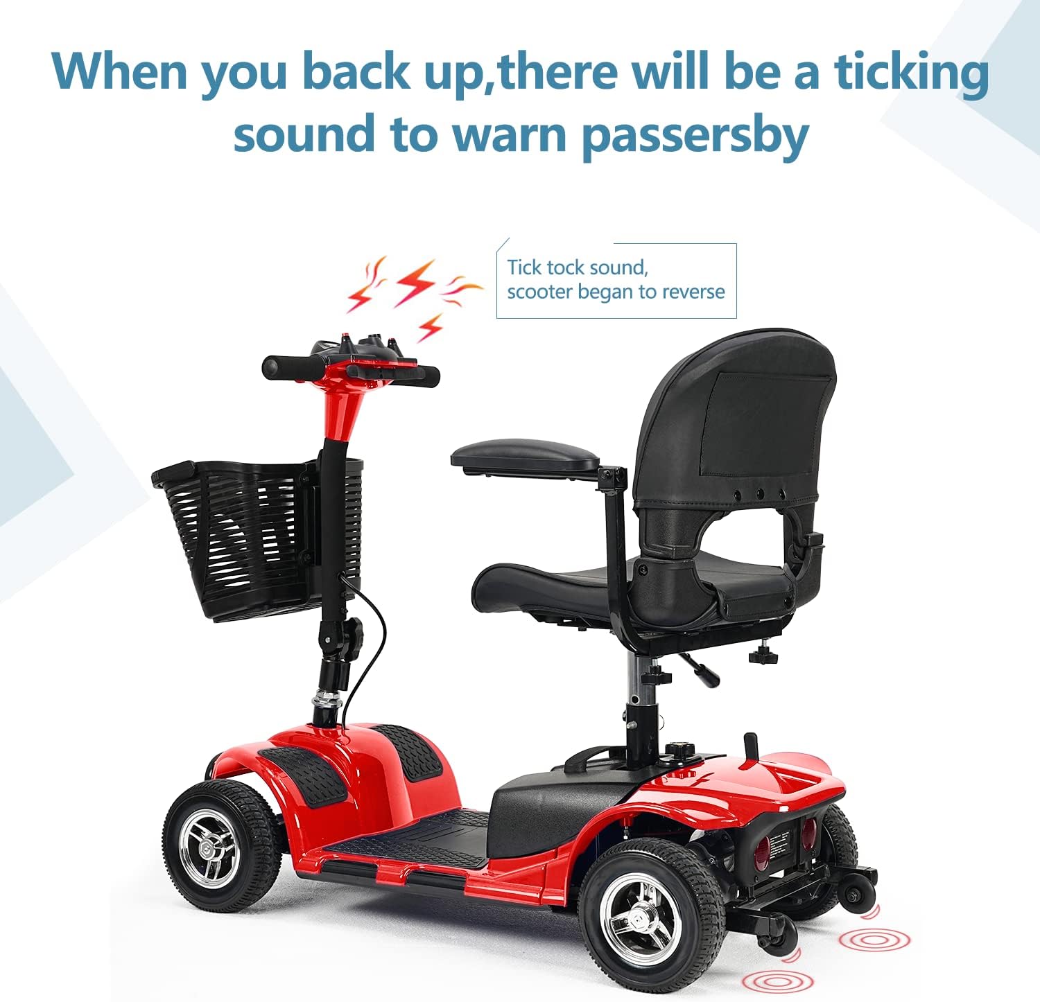 Red 4 Wheel Mobility Scooter with Basket and Extended Battery Y942