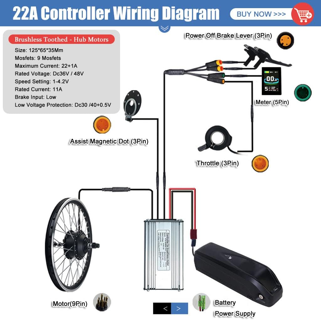 Electric Bicycle Conversion Kit 36V/48V 250W/350W/500W Rear Wheel Y9969