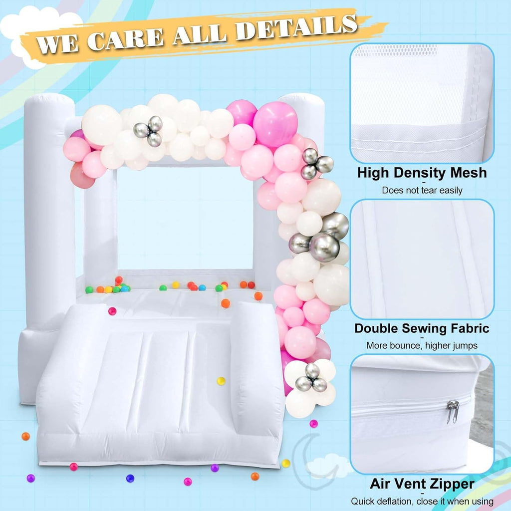 Small White Bounce House with Slide B7358