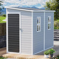Outdoor Resin Storage Shed 8x4x6 FT Lean to Shed with Floor Included 2 Windows Lockable Door Y7057