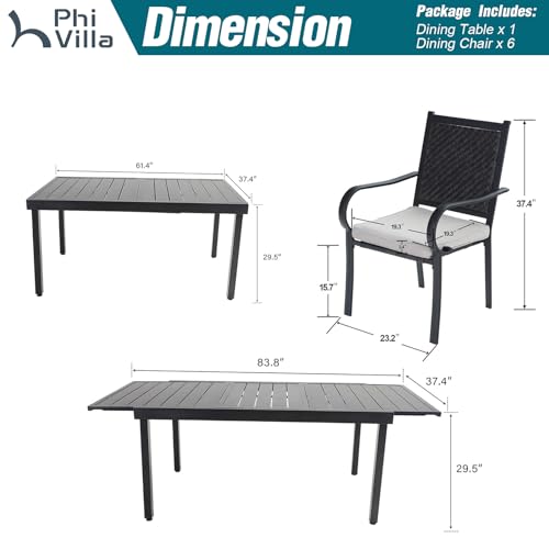 9 Piece Outdoor Extendable Dining Set with Rectangular Metal Dining Table and 8 Rattan Chairs R88345