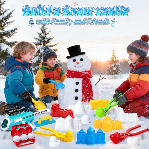 Snowball Maker Kit with Snowball Blaster Launcher, 3 Duck Shaped Clips, Molds, Snow Shovel, Carry Bag O911