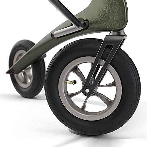 Carbon Overland All Terrain rollator with Big Pneumatic Wheels Foldable with seat Defender Green N250