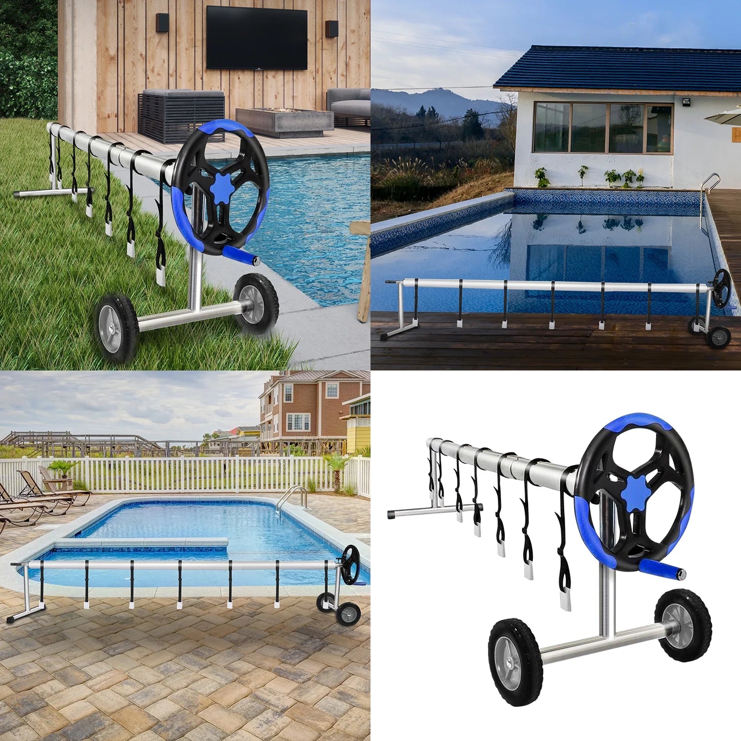 20 Ft Aluminum Pool Cover Reel Set (Blue) W664890