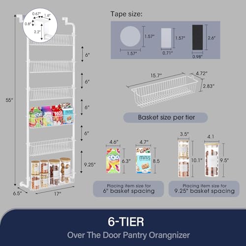 Black 6-Tier Metal Over The Door Pantry Organizer L14976