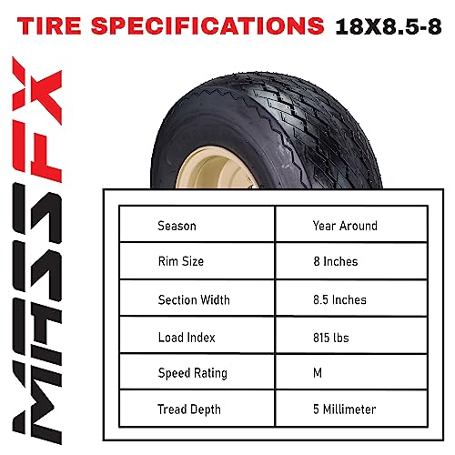 Set of 4 Beige 18x8.5-8 Golf Cart Wheels and Tires Combo G33334
