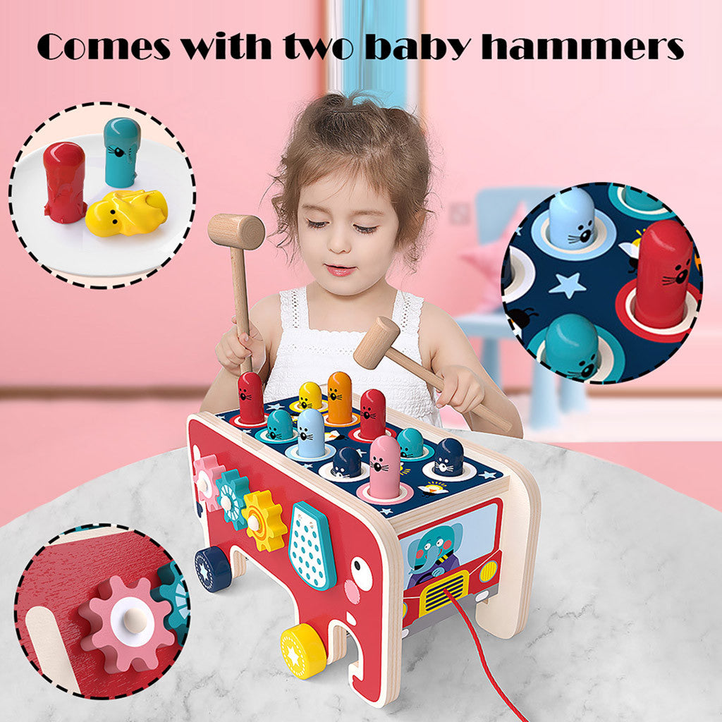 Colourful Wooden Whack-A- Game Early Educational Toys Two Hammers A7229