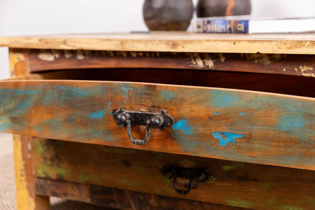 Solid Reclaimed Wood Coffee Table with Two Drawers and Hidden Trunk Storage B19506