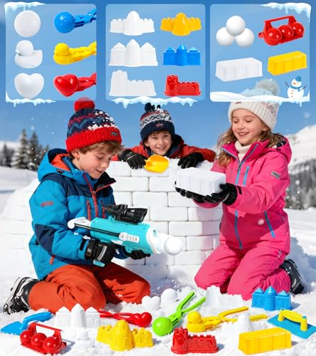 Snowball Maker Kit with Snowball Blaster Launcher, 3 Duck Shaped Clips, Molds, Snow Shovel, Carry Bag O911