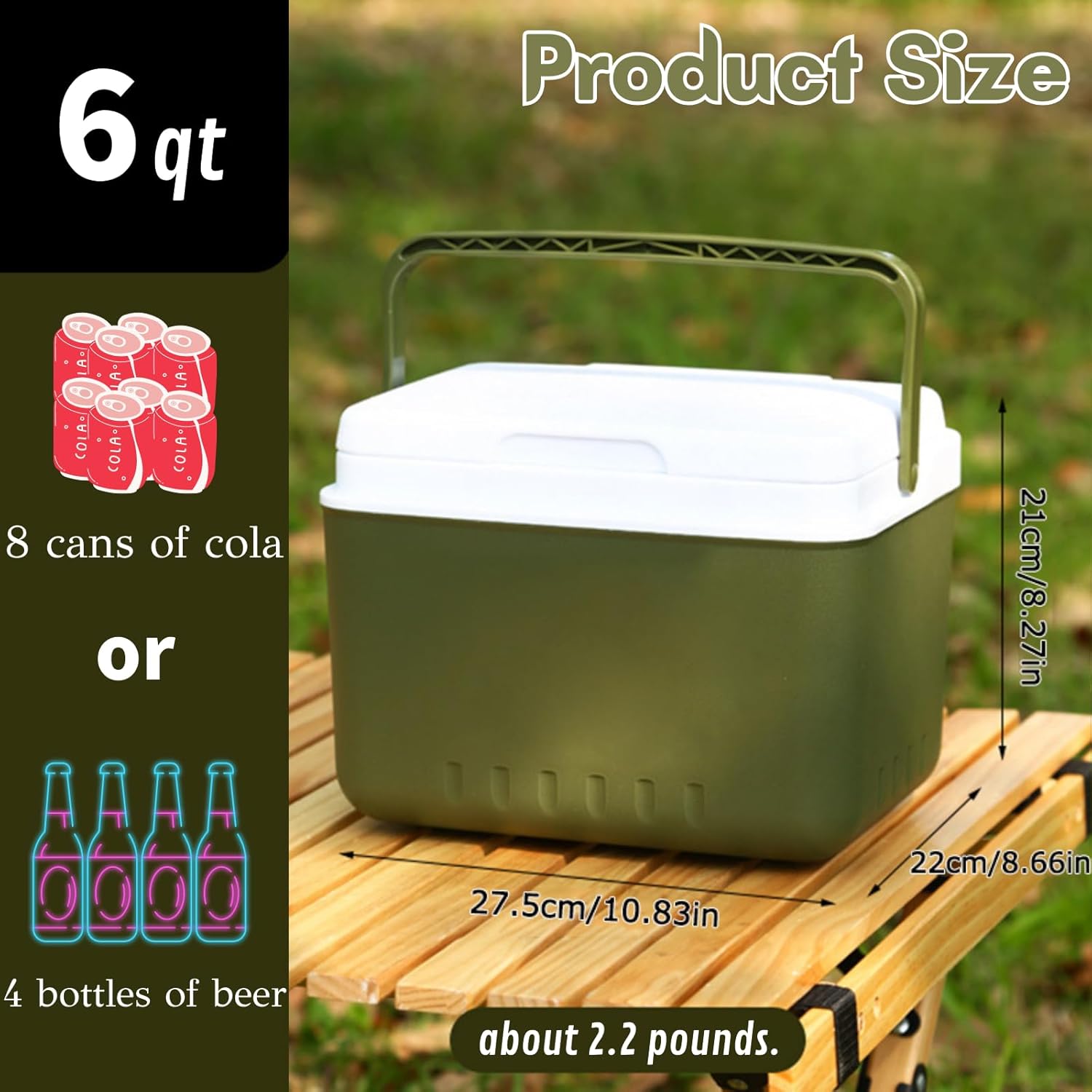 6 Quart Portable Hard Shell Insulated Cooler V828