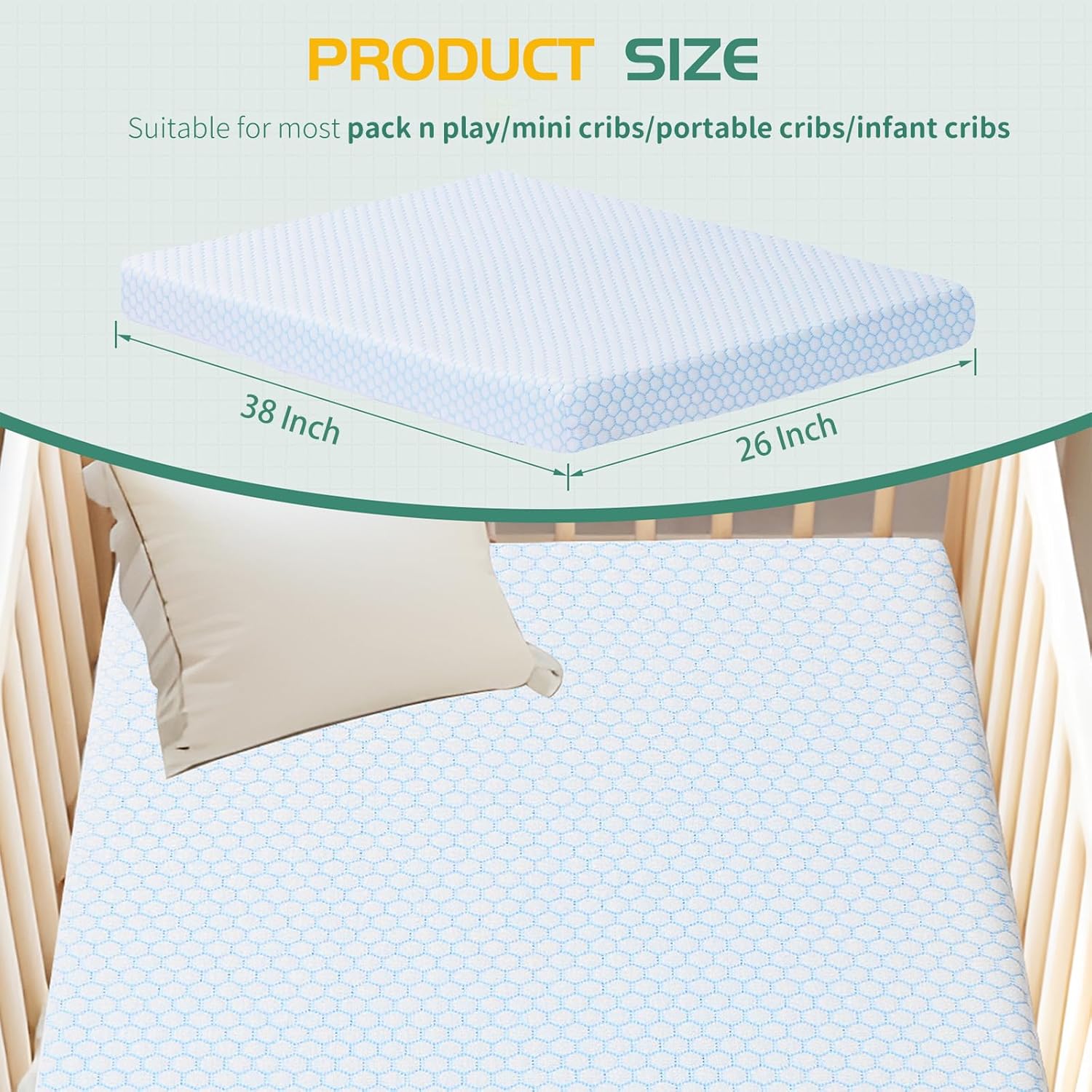 38"x26" Memory Foam Pack N Play Mattress Pad with Washable Removable Cover A83899