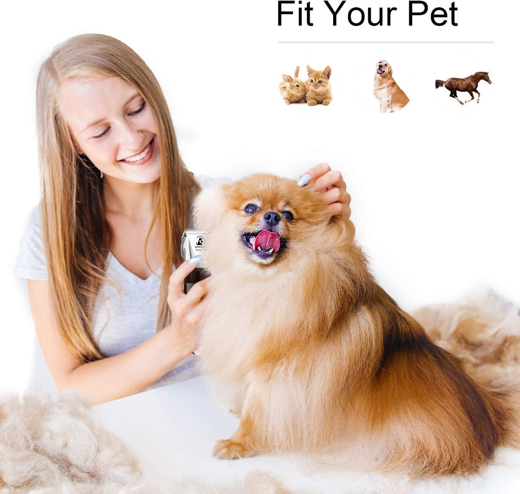 Pet Dog Clippers, Quiet Electric Cordless Rechargeable Dog Hair Clippers Pack of 2 B469613