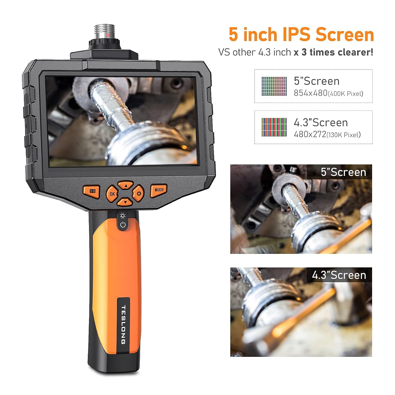 5inch IPS Dual Lens Endoscope Camera with 16.5ft Cable E3971
