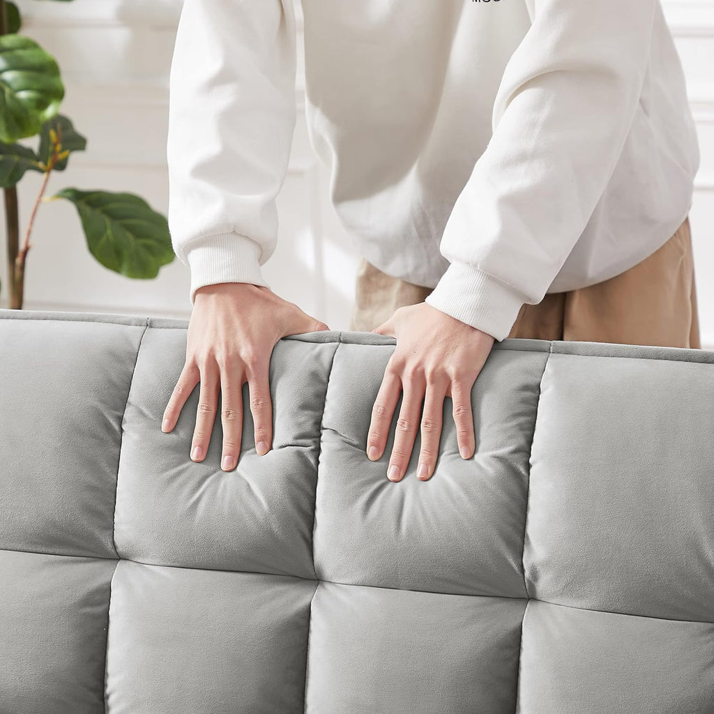 Gray Velvet Loveseat Sofa with Pullout Bed Q30708