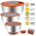 Mixing Bowls Set of 3 Stainless Steel with Airtight Lids E472275
