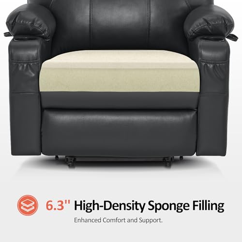 Power Lift Recliner Chair with Heat and Massage, Faux Leather (Black, Medium) L57703