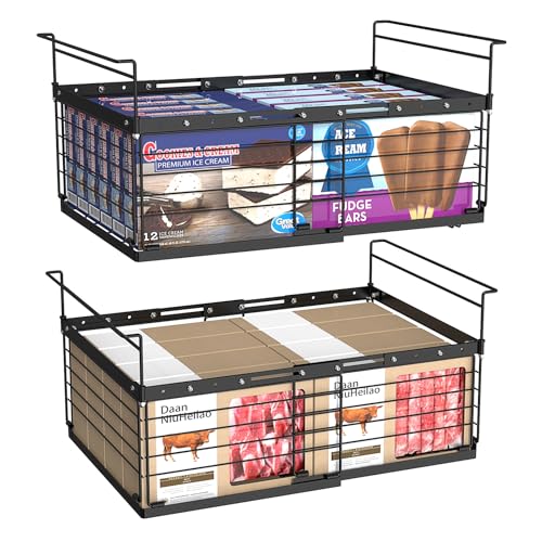 2 Pack Expandable Metal Freezer Baskets Black H73579
