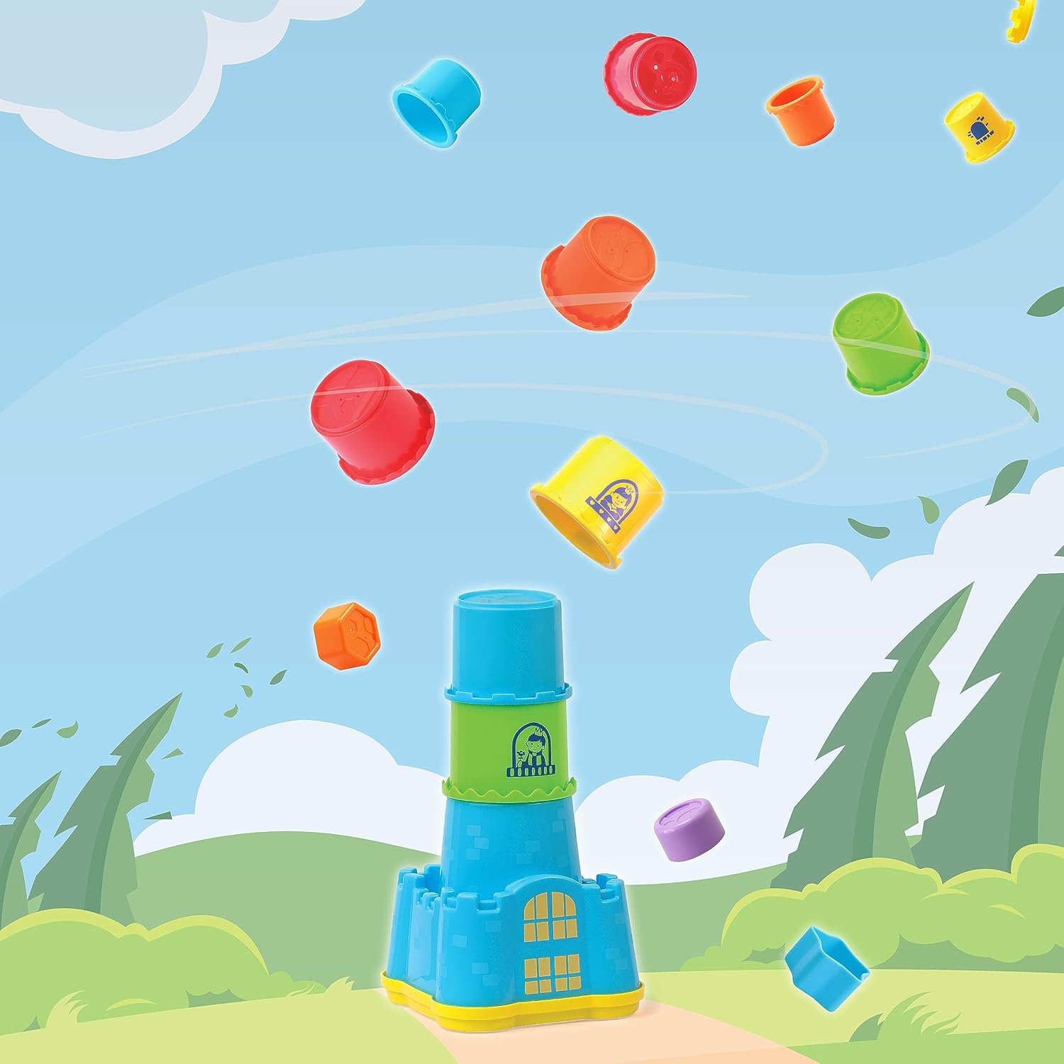 Stacking Nesting Cups with Shape Sorting Blocks Y747