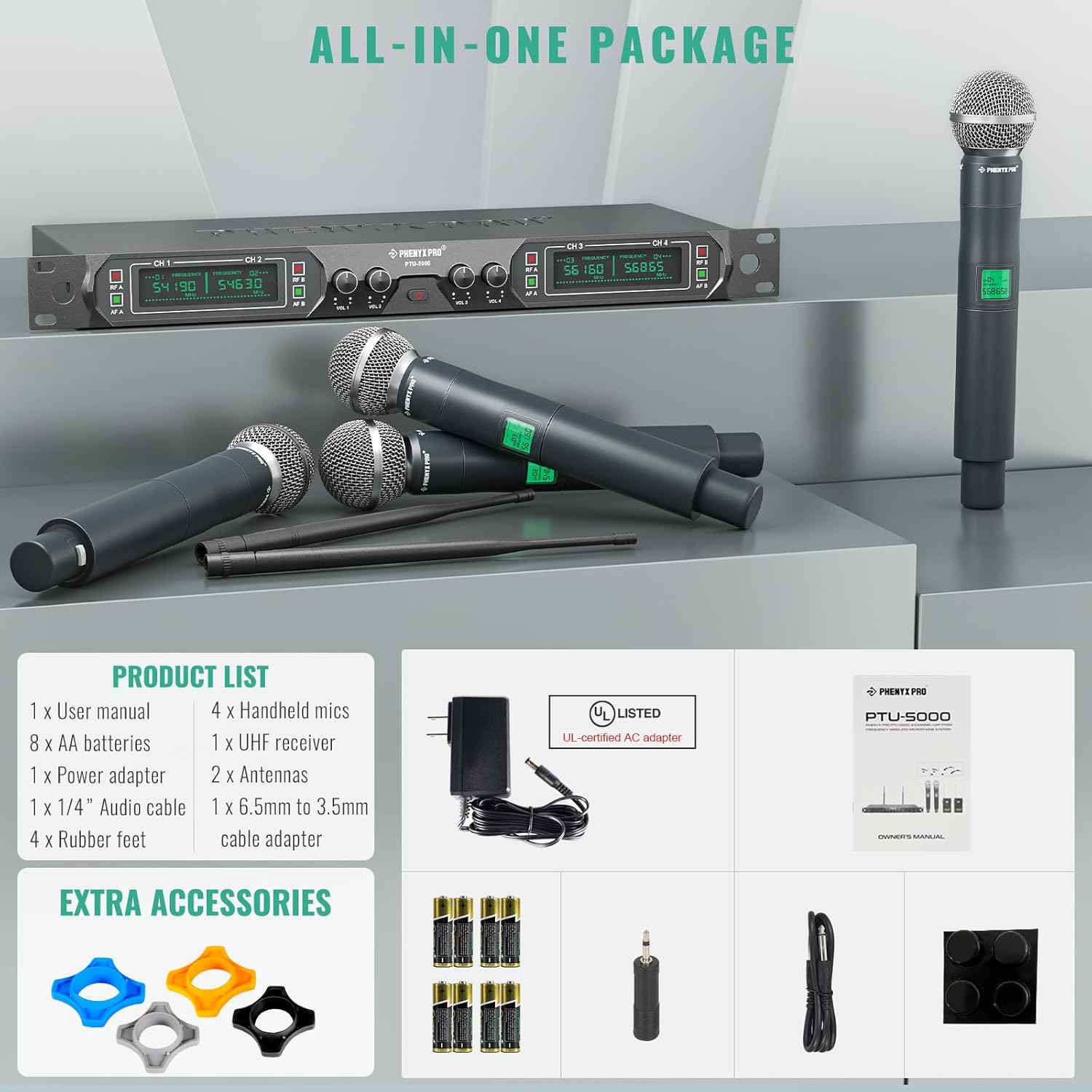 4-Channel UHF Wireless Handheld Dynamic Microphone System N681698