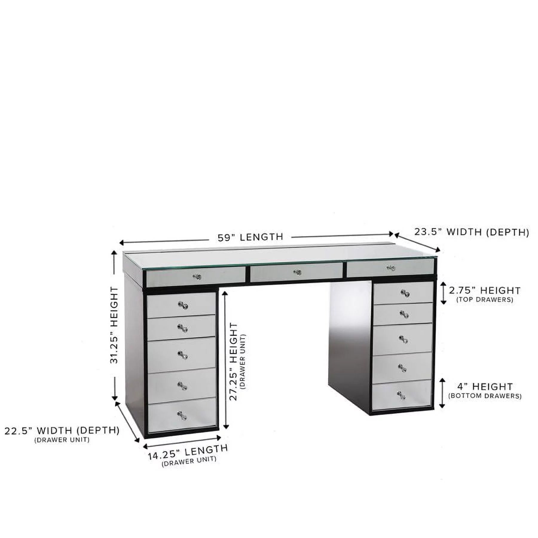 Bright White Solid Material 5 Drawer Vanity Desk E952