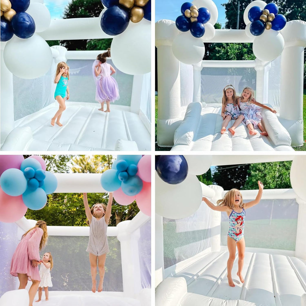 Small White Bounce House with Slide B7358