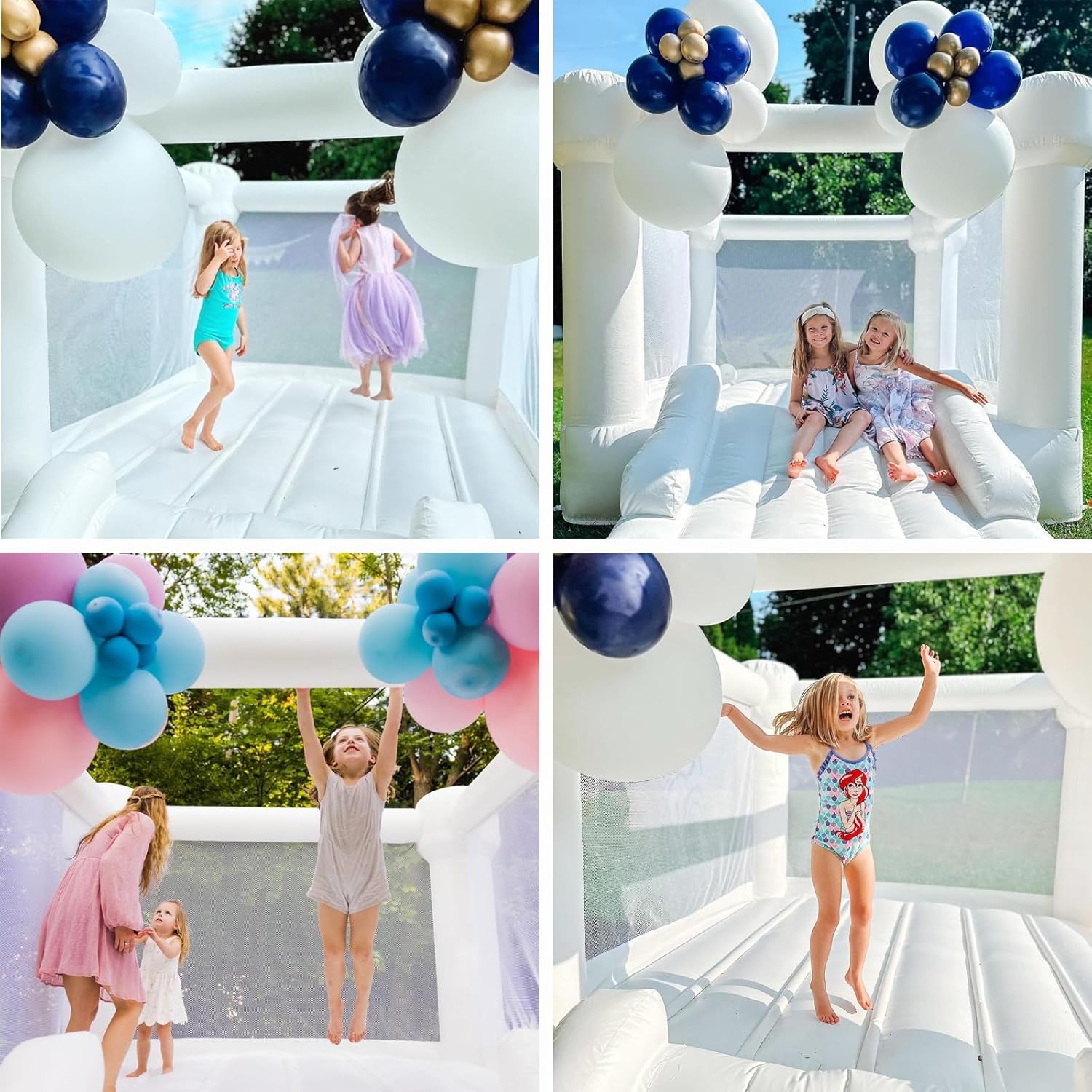 Small White Bounce House with Slide B7358