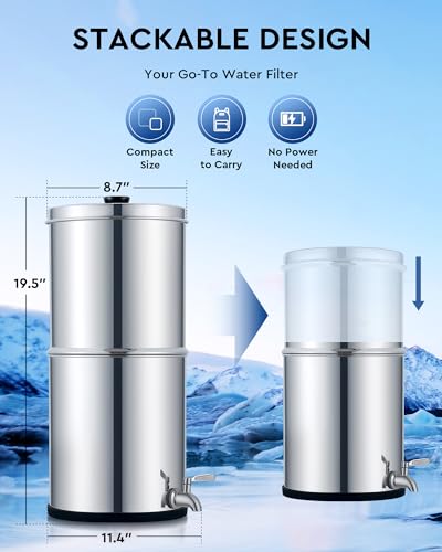 2.25 Gal Stainless Steel Gravity Water Filter System O576048