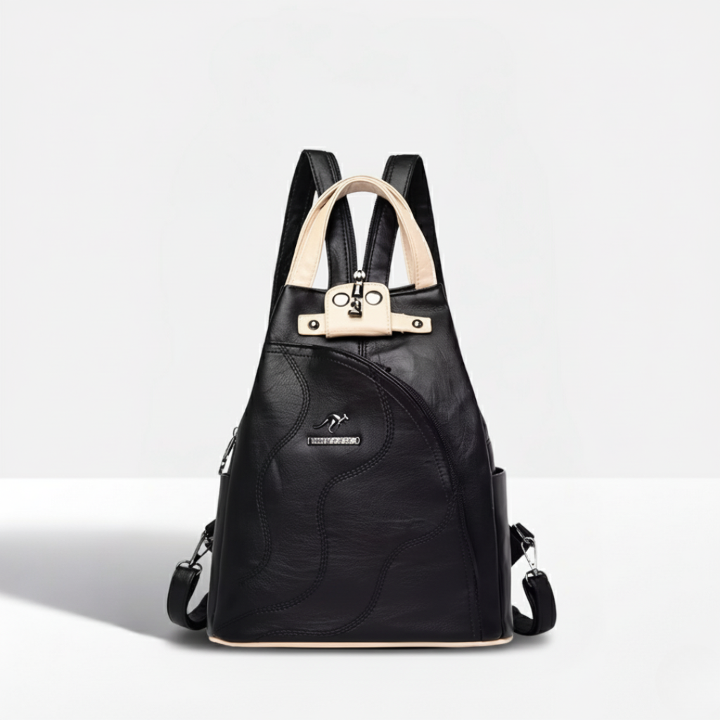 Compact Vegan Leather Backpack