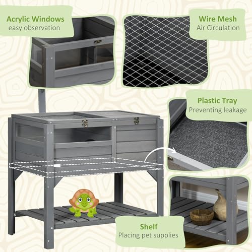 Gray Tortoise Enclosure with Shelf Storage U433612