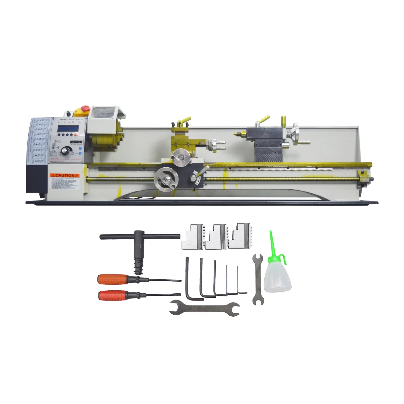Mini Metal Bench Lathe Variable Speed Precision Inch Instrument Machine Threaded Version 1100W 8"*32" M5040