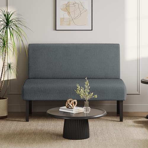 Beige Corduroy Armless Loveseat Futon V938