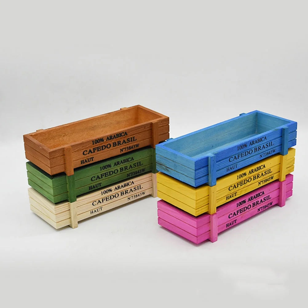 6pcs Artificial Flower Fence Pot Wooden Plant Basket Container Planter Garden Decor U71954