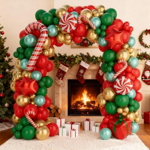 149PCS Red Green Gold Balloon Garland Arch Kit T100252