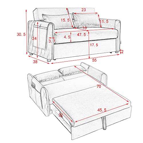 Black Velvet Convertible Sleeper Sofa Bed V11293