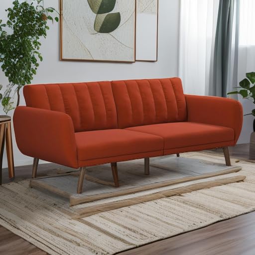 Light Grey Linen Sectional Futon Sofa M7539