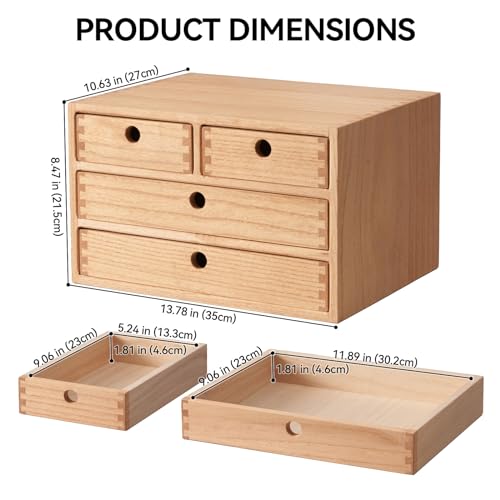 Natural Wooden Desktop Organizer with 3 Drawers C527