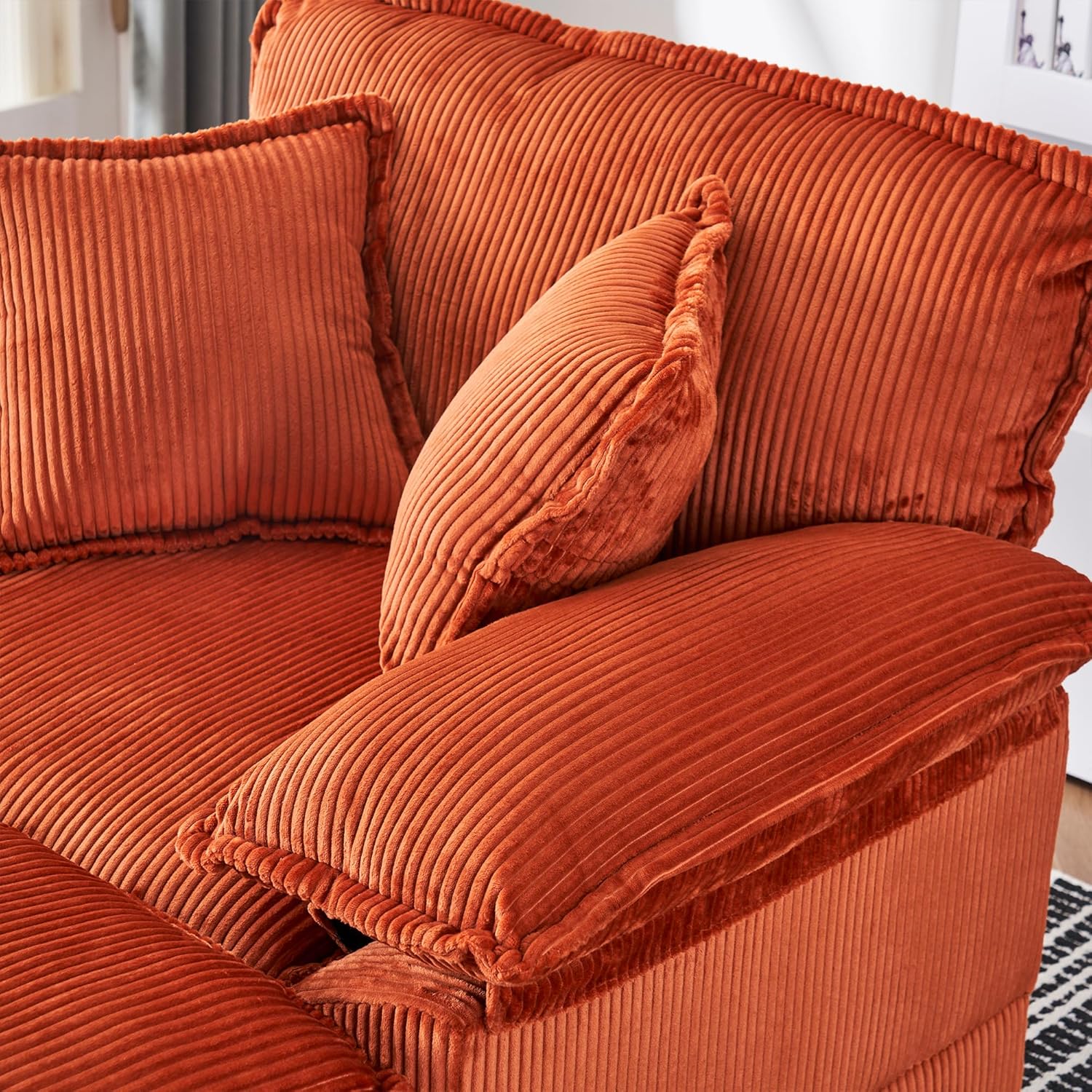 Oversized Corduroy Chaise Lounge with Ottoman P45465
