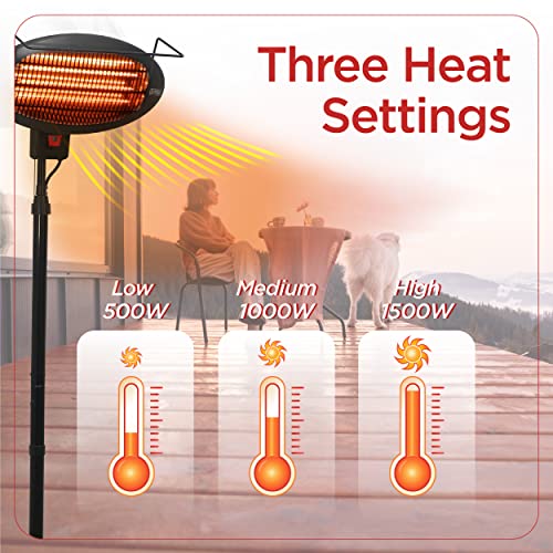 Patio Floor Electric Heater with 3 Heat Settings V578