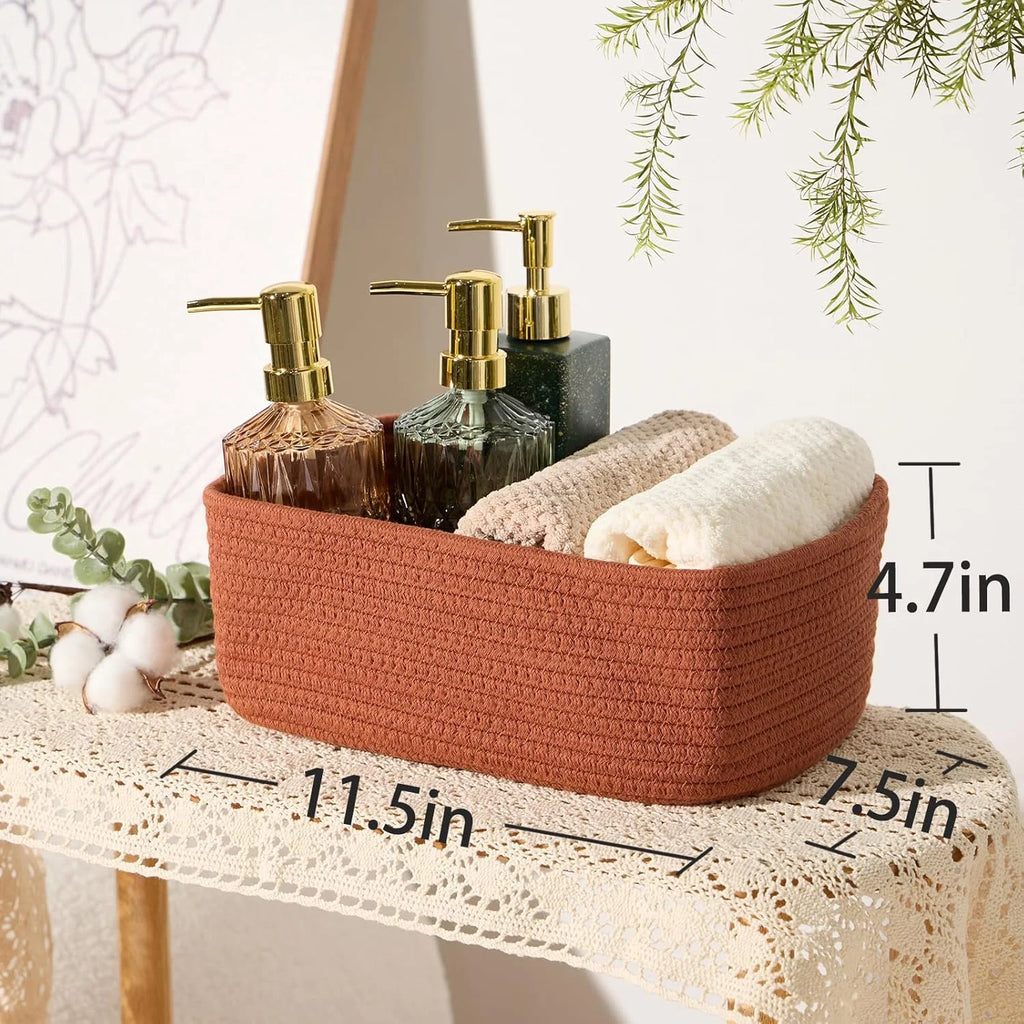 3 Packs Oxide Red Woven Rope Storage Baskets H412426