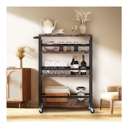 Black 4-Tier Slim Rolling Storage Cart J405976