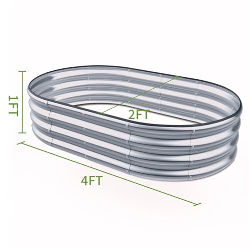 Galvanized Oval Metal Raised Garden Bed, 4x2x1ft L4942