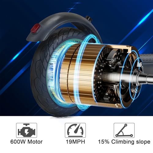 Electric Scooter with 10" Solid Tires, 600W Peak Motor, 20Miles Range, 19Mph Speed I47643