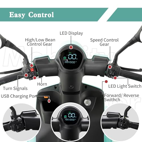 800W Heavy Duty All Terrain Motorized Scooter with Seats (Red) E4040