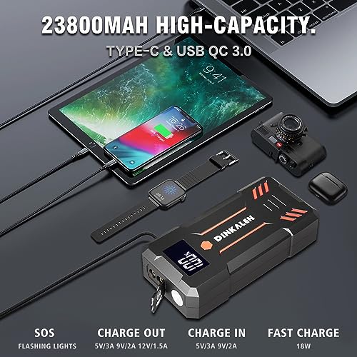 Car Battery Jump Starter 3000A Portable 12V Jump Starter with Jumper Cables and LED Lights R984