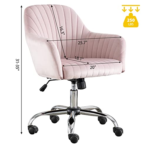 Green Velvet Swivel Rolling Vanity Desk Chair with Back and Wheels V838