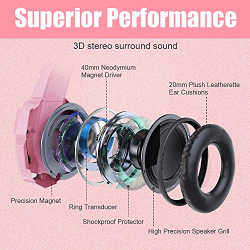 Pink Gaming Headset with Mic Z438373