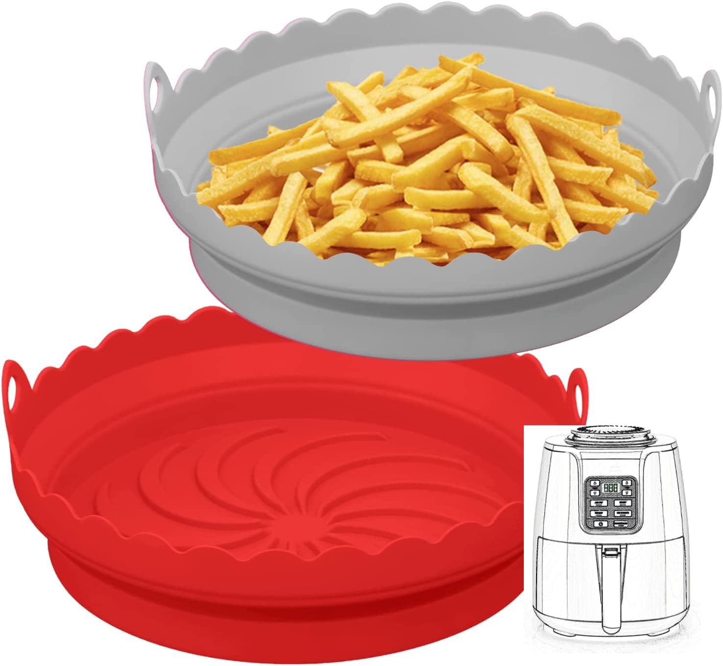 Air Fryer Silicone Liners for 3 to 7 QT Airfryer H8427